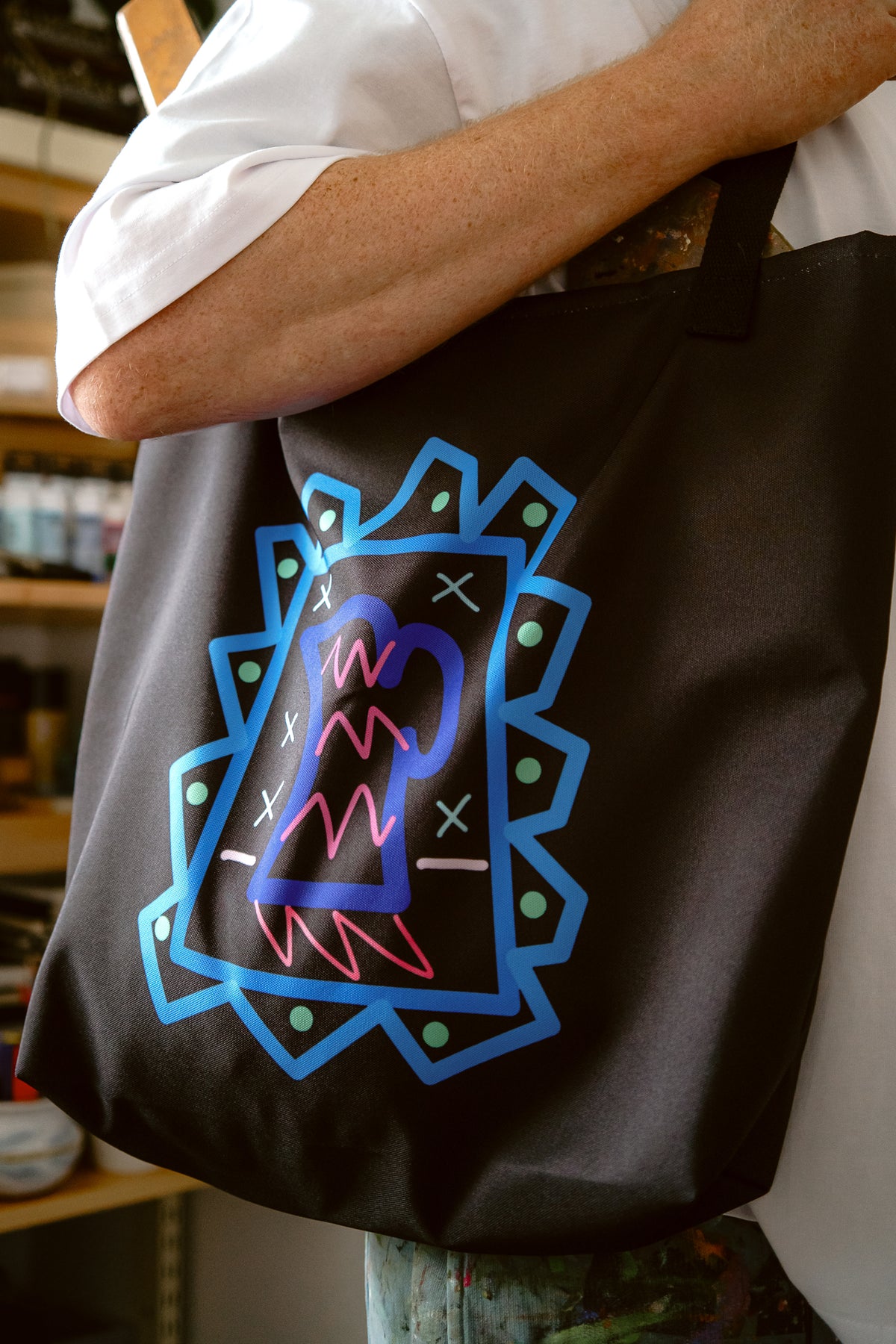 Large Blue Jug Tote