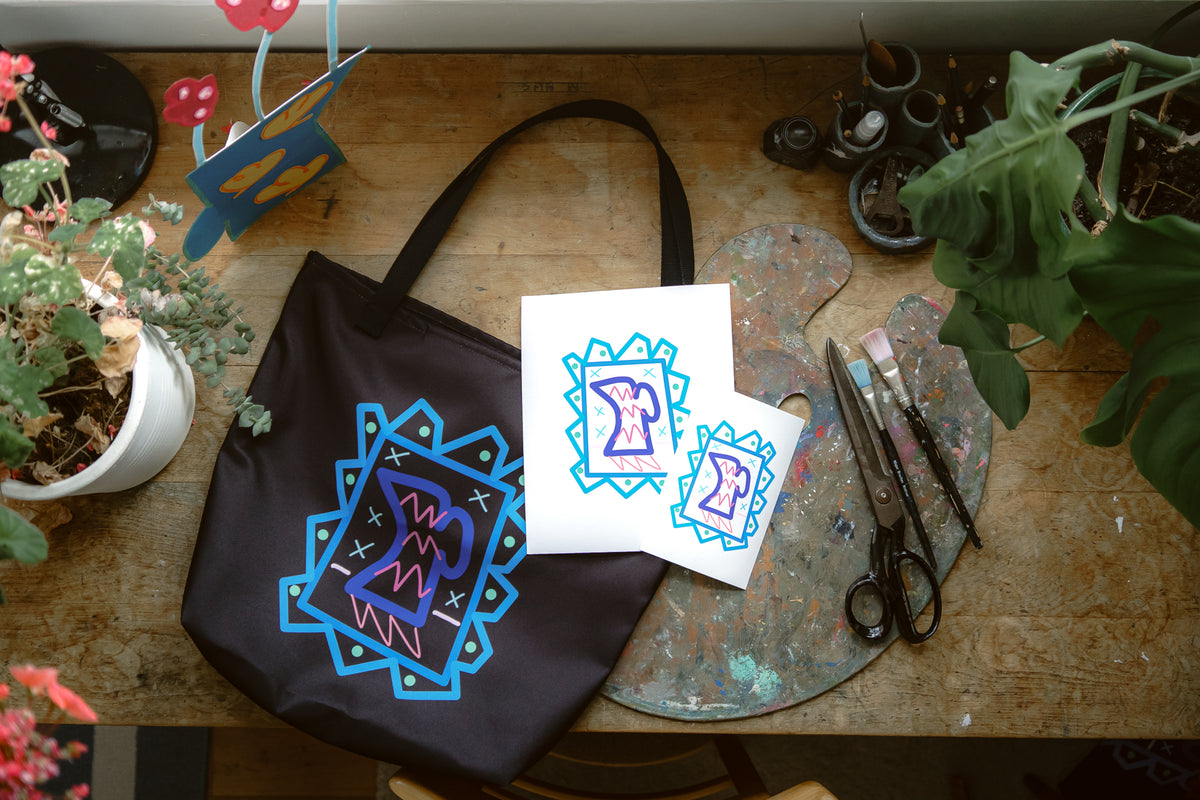 Large Blue Jug Tote